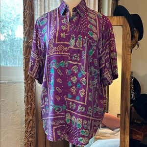 Vibrant Purple and Green Men's Casual Shirt